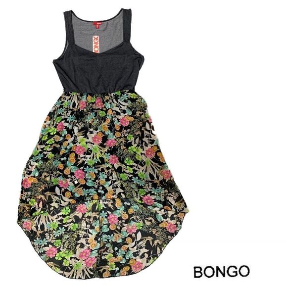 NWT juniors bongo mix media hi -low floral dress size large - Picture 2 of 11